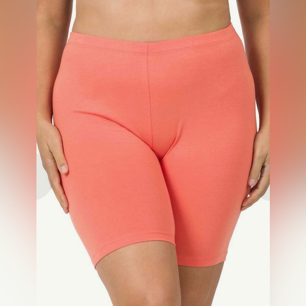 New! PLUS SIZE “Melon” Peach Orange Yoga Gym Cool Girl Bike Shorts - Picture 5 of 5